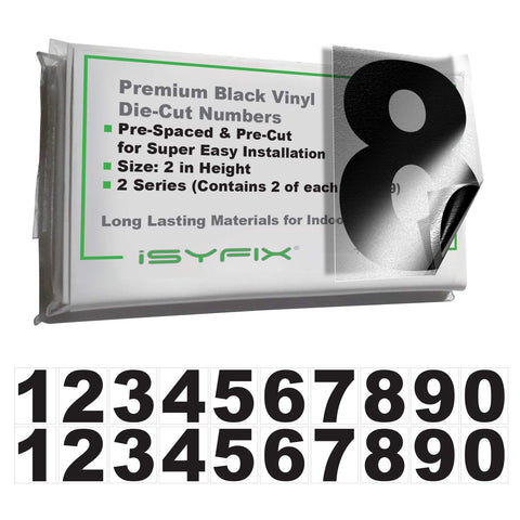 Black Vinyl Numbers Stickers - 2 Inch Self Adhesive - 2 Sets - Premium –  iSYFIX Signs